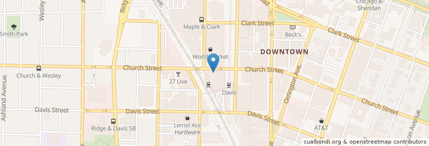Mapa de ubicacion de Juice Bar en Соединённые Штаты Америки, Иллинойс, Evanston.