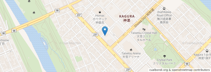 Mapa de ubicacion de 北洋銀行 en ژاپن, 北海道, 上川総合振興局, 旭川市.