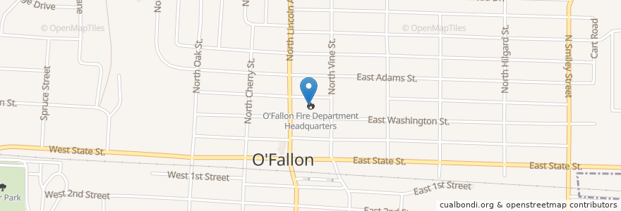 Mapa de ubicacion de O'Fallon Fire Department Headquarters en United States, Illinois.