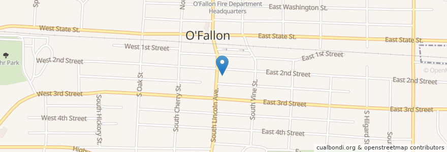 Mapa de ubicacion de O'Fallon Police and Fire Dispatch Center en Amerika Syarikat, Illinois.