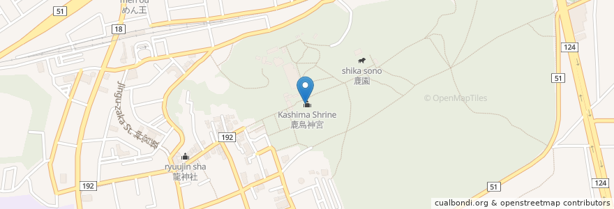 Mapa de ubicacion de 鹿島神宮 en Japon, Préfecture D'Ibaraki, 鹿嶋市.