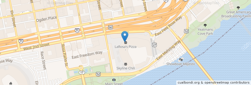 Mapa de ubicacion de LaRosa’s Pizza en الولايات المتّحدة الأمريكيّة, كنتاكي, مقاطعة هاملتون, Cincinnati.
