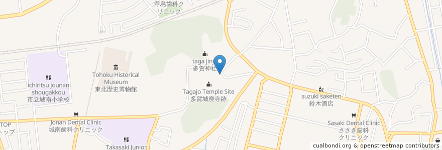 Mapa de ubicacion de 駐車場 en Japão, 宮城県, 多賀城市.