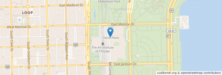 Mapa de ubicacion de Terzo Piano en 美利坚合众国/美利堅合眾國, 伊利诺伊州 / 伊利諾州, 芝加哥.