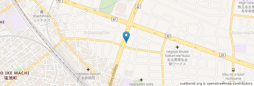 Mapa de ubicacion de 吉野家 en Japón, Prefectura De Aichi, Nagoya, 西区.