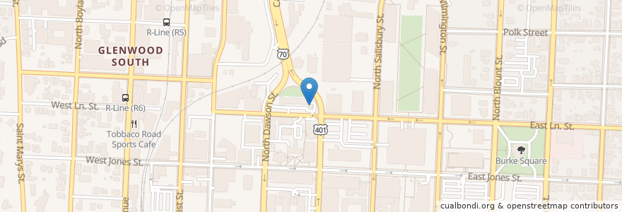 Mapa de ubicacion de Quiznos Sandwich Restaurant en Stati Uniti D'America, Carolina Del Nord, Wake County, Raleigh.