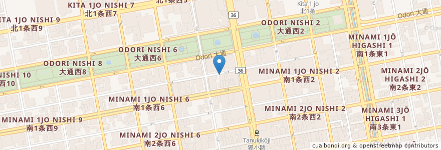Mapa de ubicacion de タイムズ en Japonya, 北海道, 石狩振興局, 札幌市, 中央区.