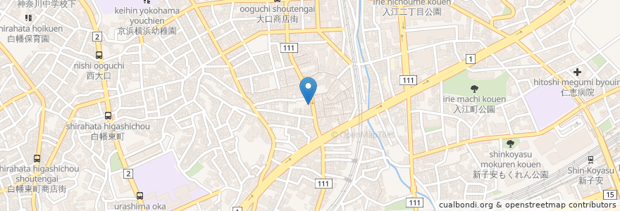 Mapa de ubicacion de ツルハドラッグ 大口通店 en 일본, 가나가와현, 요코하마시, 神奈川区.