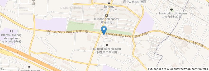Mapa de ubicacion de みどりの音楽堂 en Japão, Tóquio, 府中市.