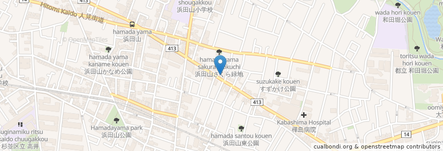 Mapa de ubicacion de サイゼリヤ 浜田山店 en ژاپن, 東京都, 杉並区.