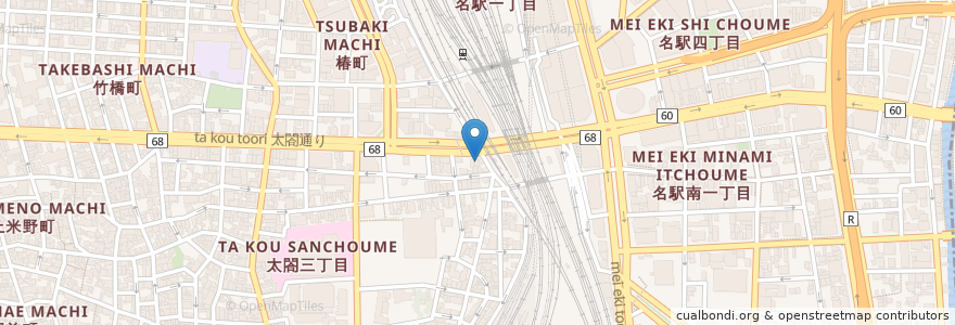 Mapa de ubicacion de 世界の山ちゃん en Jepun, 愛知県, 名古屋市, 中村区.