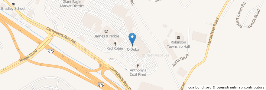 Mapa de ubicacion de Qdoba en Amerika Birleşik Devletleri, Pensilvanya, Allegheny County, Robinson Township.