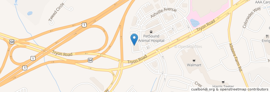 Mapa de ubicacion de Care Pediatrics en Amerika Syarikat, Carolina Utara, Wake County, Cary.