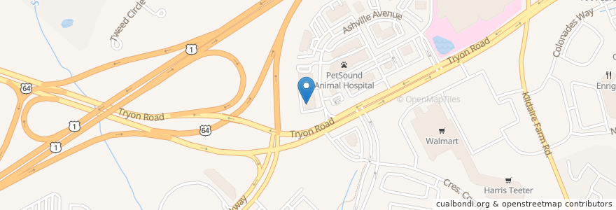 Mapa de ubicacion de Triangle Kidney Associates, P.L.L.C. en United States, North Carolina, Wake County, Cary.