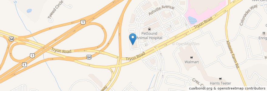 Mapa de ubicacion de Triangle Physicians for Women Gynecology Office en アメリカ合衆国, ノースカロライナ州, Wake County, Cary.