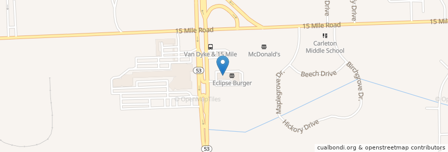 Mapa de ubicacion de Cedar Kabob & Cafe en United States, Michigan, Macomb County, Sterling Heights.