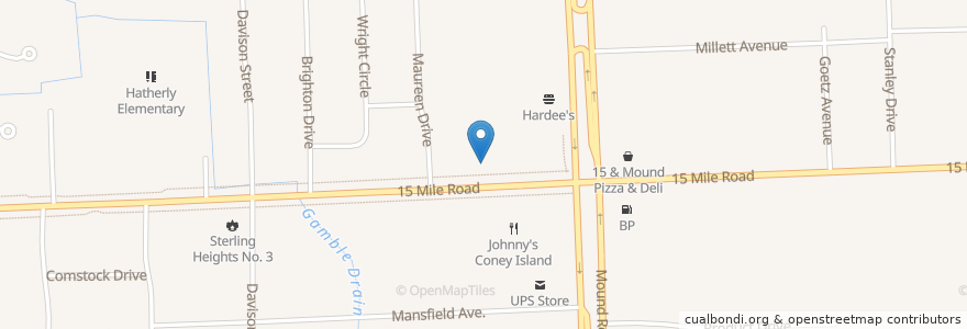 Mapa de ubicacion de Zazz Gas en United States, Michigan, Macomb County, Sterling Heights.