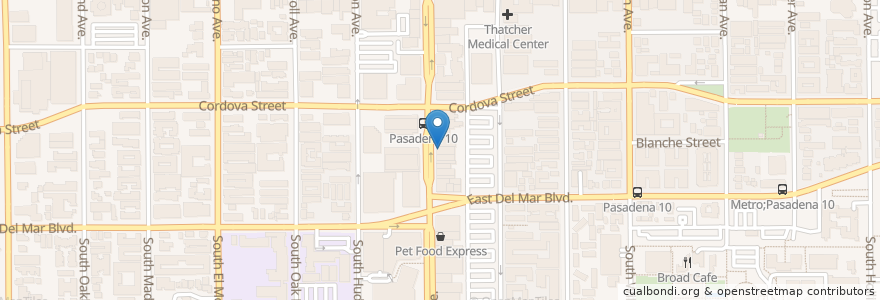 Mapa de ubicacion de Abricott en 美利坚合众国/美利堅合眾國, 加利福尼亚州/加利福尼亞州, 洛杉矶县, Pasadena.