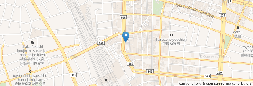 Mapa de ubicacion de 羽子吾 en 日本, 愛知県, 豊橋市.