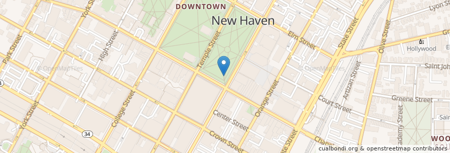 Mapa de ubicacion de Bennett Fountain en Amerika Syarikat, Connecticut, New Haven County, New Haven.