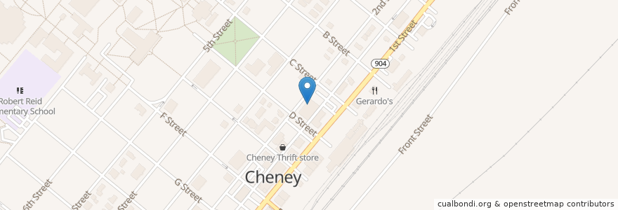 Mapa de ubicacion de Cheney Municipal Court en Estados Unidos Da América, Washington, Spokane County, Cheney.