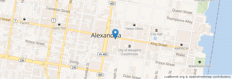 Mapa de ubicacion de Bruegger's Bagels en アメリカ合衆国, バージニア州, Alexandria.