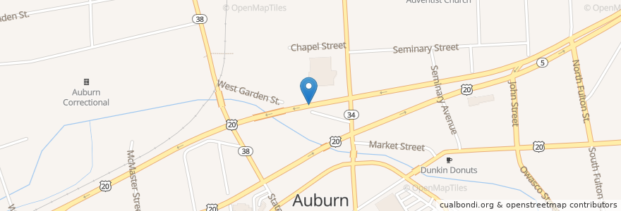 Mapa de ubicacion de Auburn Fire Department Headquarters en الولايات المتّحدة الأمريكيّة, نيويورك, Cayuga County, Auburn.