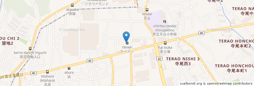 Mapa de ubicacion de ラーメン en 일본, 가나가와현, 綾瀬市.