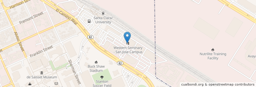 Mapa de ubicacion de Western Seminary - San Jose Campus en 미국, 캘리포니아주, Santa Clara County, Santa Clara.