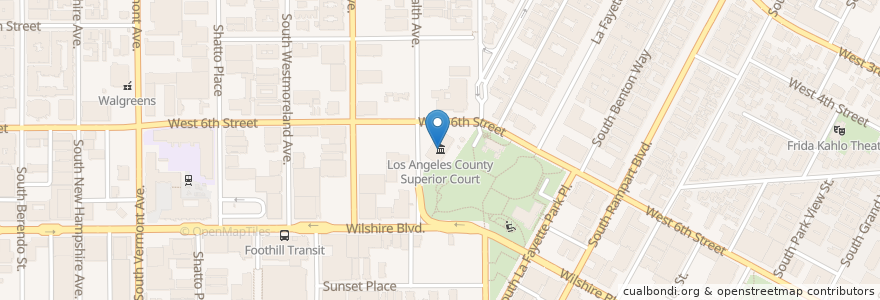 Mapa de ubicacion de Los Angeles County Superior Court en Estados Unidos Da América, Califórnia, Los Angeles County, Los Angeles.