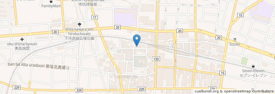 Mapa de ubicacion de 焼肉 牛繁 en Giappone, Tokyo, 府中市.