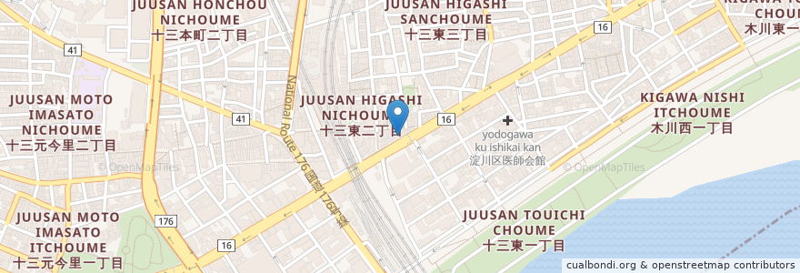 Mapa de ubicacion de 釜揚げうどん (Kamaage Udon noodle) en Japão, 大阪府, 大阪市, 淀川区.