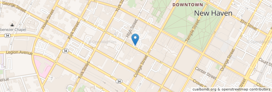 Mapa de ubicacion de Louis' Lunch en 美利坚合众国/美利堅合眾國, 康涅狄格州 / 康乃狄克州, New Haven County, New Haven.