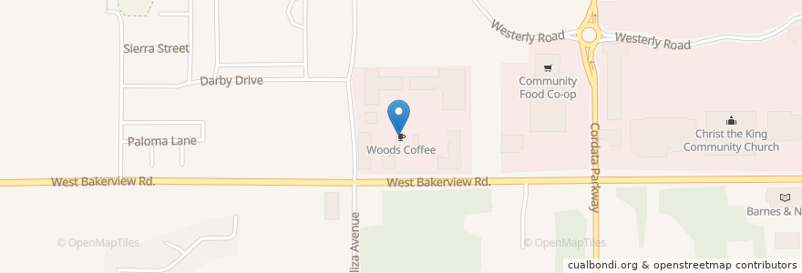 Mapa de ubicacion de Woods Coffee en Amerika Birleşik Devletleri, Vaşington, Whatcom County, Bellingham.