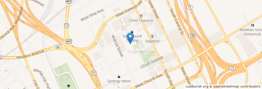 Mapa de ubicacion de Studio Visage en Amerika Syarikat, Tennessee, Knox County, Knoxville.