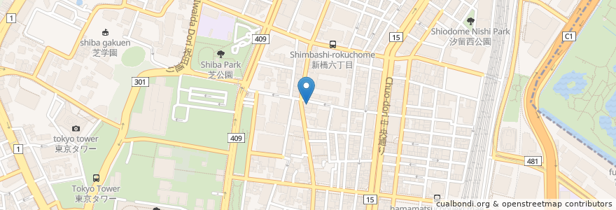 Mapa de ubicacion de 味芳斉 支店 en Japonya, 東京都, 港区.