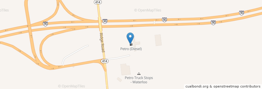 Mapa de ubicacion de Petro (Diesel) en United States, New York, Seneca County, Tyre Town.