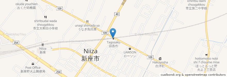 Mapa de ubicacion de 田吾作 en Japón, Prefectura De Saitama, 新座市.