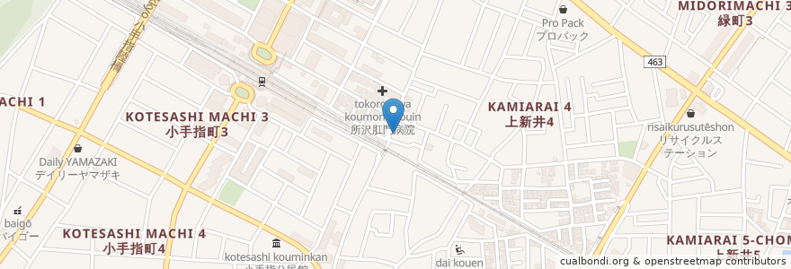 Mapa de ubicacion de 小手指更科 en 일본, 사이타마현, 所沢市.