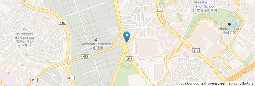 Mapa de ubicacion de 乃木坂駅暫定自転車等置場 en ژاپن, 東京都, 港区.