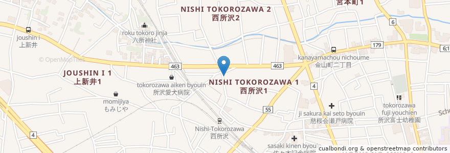 Mapa de ubicacion de 健康酒場とり政 en Japonya, 埼玉県, 所沢市.