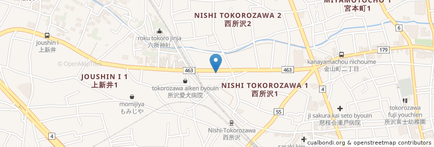 Mapa de ubicacion de ピザーラ en 日本, 埼玉県, 所沢市.