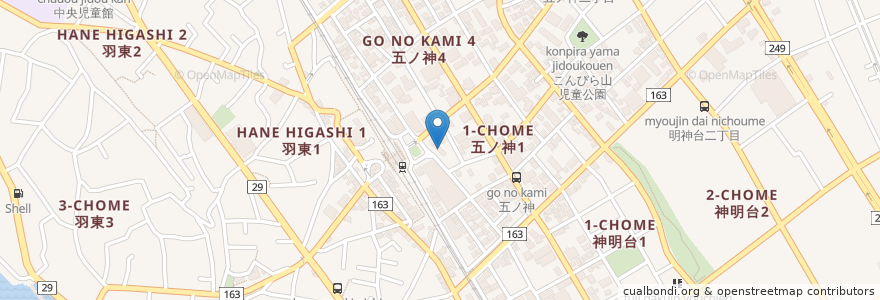 Mapa de ubicacion de 五の神会館 en 日本, 東京都, 羽村市.
