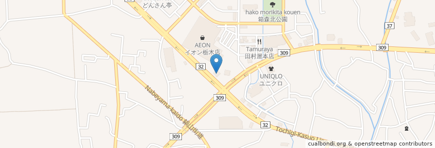 Mapa de ubicacion de ガスト en Japão, 栃木県, 栃木市.