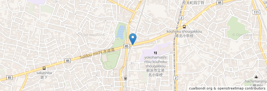 Mapa de ubicacion de カフェ オリーブ en Jepun, 神奈川県, 横浜市, 港北区.