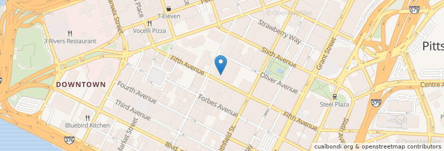 Mapa de ubicacion de Pittsburgh Downtown Branch Library en 미국, 펜실베이니아, Allegheny County, Pittsburgh.