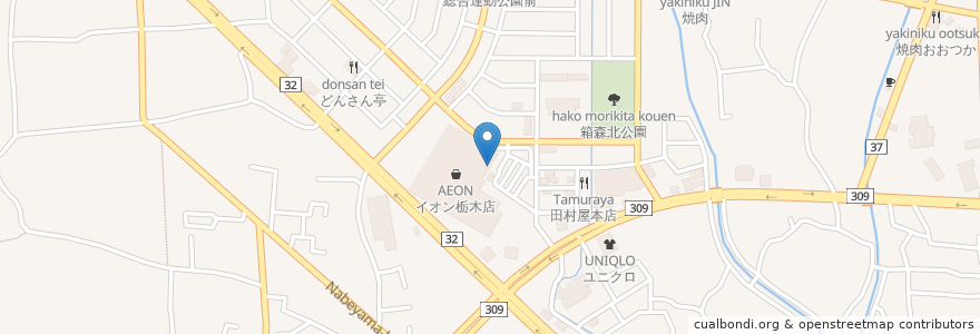 Mapa de ubicacion de ケンタッキーフライドチキン en 日本, 栃木県, 栃木市.