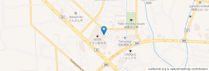Mapa de ubicacion de ロッテリア en ژاپن, 栃木県, 栃木市.