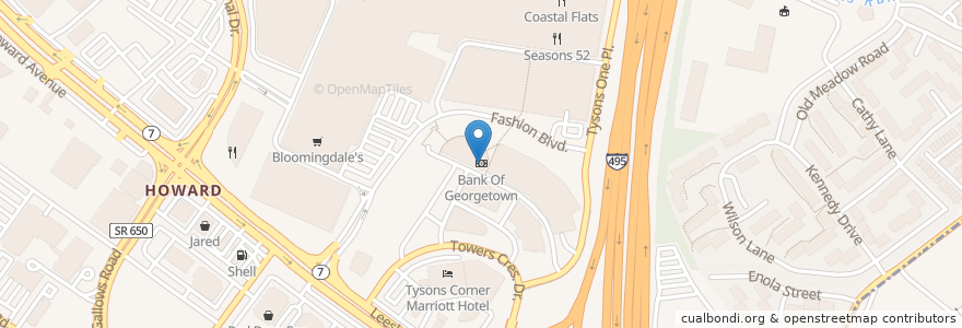 Mapa de ubicacion de Bank Of Georgetown en United States, Virginia, Fairfax County.