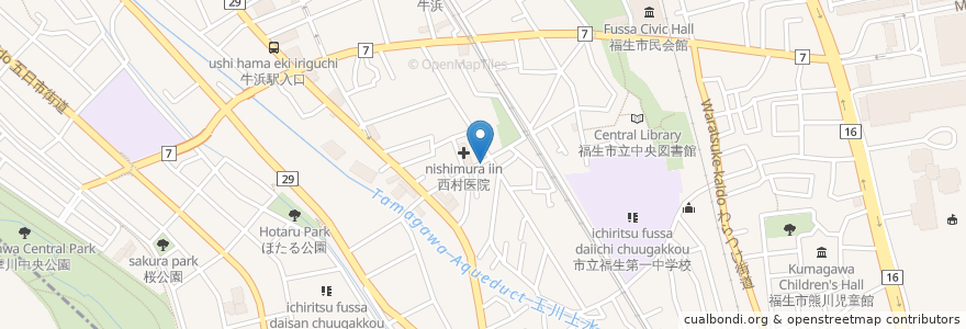 Mapa de ubicacion de 中屋薬局 熊川店 en Japon, Tokyo, 福生市.